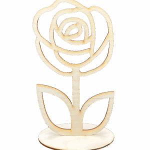 Drewniany kwiatek kwiat stojący na podstawce prezent róża decoupage 17