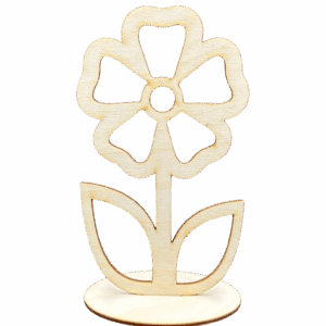 Drewniany kwiatek kwiat stojący na podstawce prezent decoupage 17