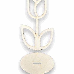 Drewniany kwiatek kwiat stojący na podstawce prezent tulipan decoupage 17cm