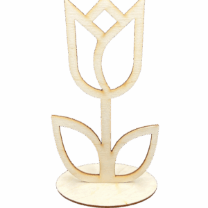 Drewniany kwiatek kwiat stojący na podstawce prezent tulipan decoupage 17cm