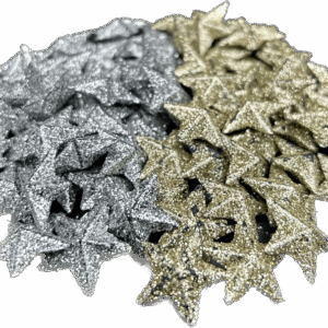 Gwiazdki dekoracyjne złote/srebrne z brokatem