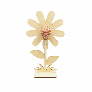 Drewniany kwiat kwiatek na lizaka prezent z podstawką stojący dekor 16