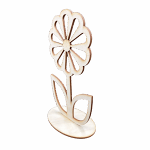 Drewniany kwiatek kwiat stojący na podstawce prezent dekor decoupage 17 cm