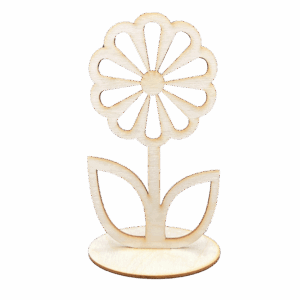 Drewniany kwiatek kwiat stojący na podstawce prezent dekor decoupage 17 cm