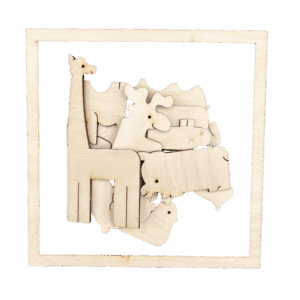 Drewniane puzzle układanka zwierzęta zwierzątka zoo ze sklejki decoupage