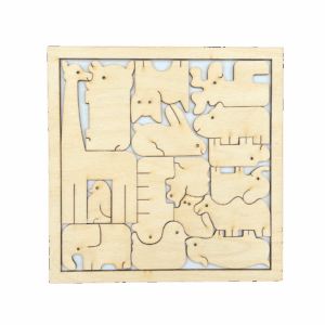 Drewniane puzzle układanka zwierzęta zwierzątka zoo ze sklejki decoupage