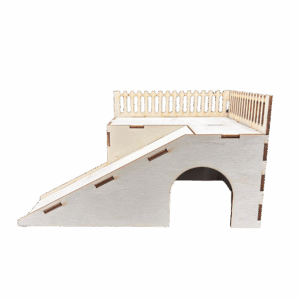 Drewniany dom domek ze sklejki dla chomika myszki gryzonia piętrowy