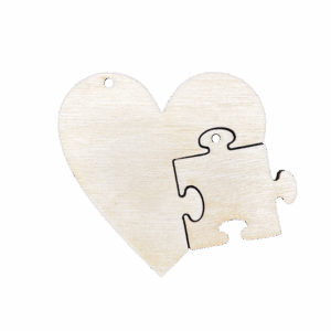 Drewniany brelok breloczek dla par serce puzzel baza ze sklejki do kluczy