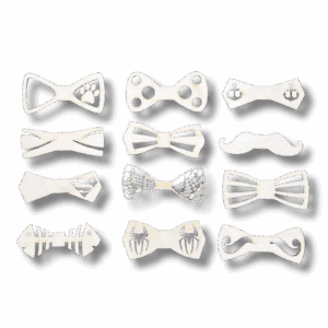 Drewniana mucha muszka zestaw 12szt stylowa elegancka ze sklejki decoupage