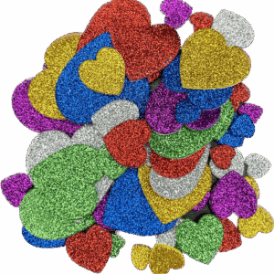 Naklejki z brokatem serca mix