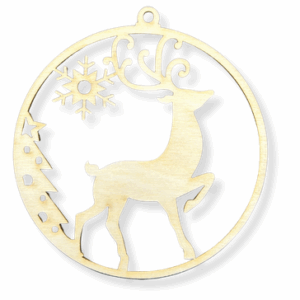 Drewniana bombka świąteczna renifer Rudolf ze sklejki zawieszka na choinkę