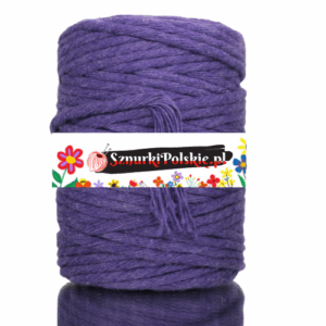 Sznurek bawełniany skręcany LAWENDOWY 10m 5mm
