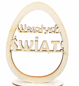 Drewniane jajko jajo stojące pisanka na podstawce decoupage ze sklejki 1szt