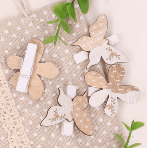 Spinacze kwiatki motylki naturalne 6szt