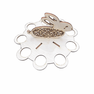 Drewniany stojak podstawka koszyk na jajka pisanki zając królik decoupage