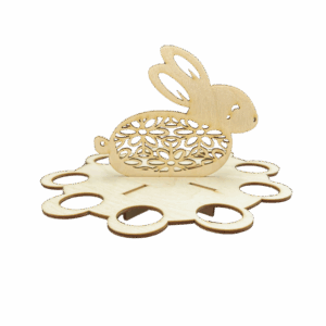 Drewniany stojak podstawka koszyk na jajka pisanki zając królik decoupage