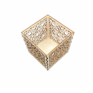 Lampion drewniany latarenka ze sklejki decoupage pudełko świecznik 11cm