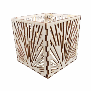 Lampion drewniany latarenka ze sklejki decoupage pudełko świecznik 11cm