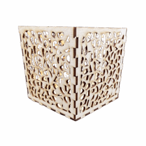 Lampion drewniany latarenka ze sklejki decoupage pudełko świecznik 11cm