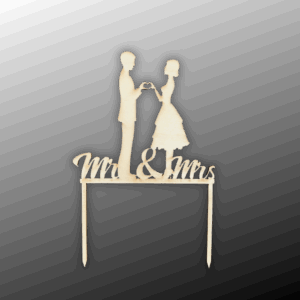 Drewniany topper ślubny młoda para wesele decoupage dekor ze sklejki 1szt