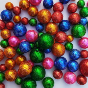 Kulki kule styropianowe brokatowe błyszczące mix kolorów i rozmiarów 110szt