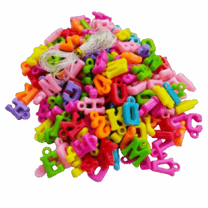 Koraliki kolorowe litery literki alfabet zestaw i żyłka do bransoletek