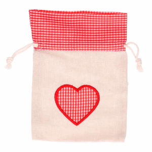 Woreczek jutowy z czerwonym sercem 1szt.