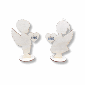 Drewniane dzieci dziecko komunijne aniołek na podstawce stojące komunia