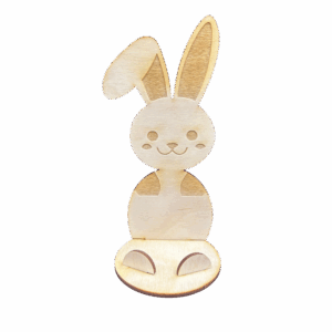 Drewniany zając królik zajączek wielkanocny stojak na jajko kinder decoupage