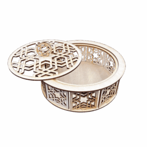 Drewniane pudełko szkatułka przybornik ze sklejki zamykane decoupage