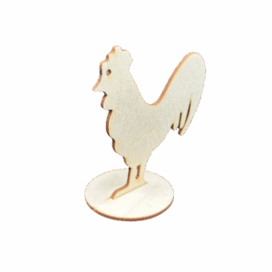 Drewniany kogut kogucik na podstawce decoupage ze sklejki dekor wielkanoc