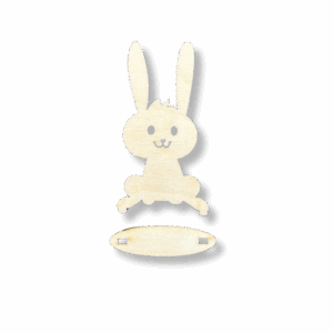 Drewniany zając zajączek królik na podstawce decoupage ze sklejki dekor