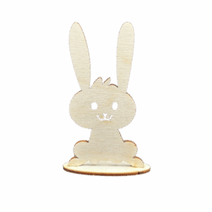 Drewniany zając zajączek królik na podstawce decoupage ze sklejki dekor