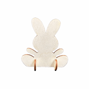 Drewniany zając zajączek królik na podstawce decoupage ze sklejki dekor