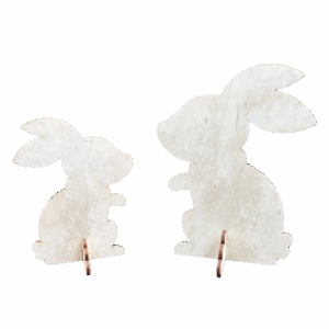 Drewniana ozdoba królik zając para stojąca na podstawce dekor wielkanoc