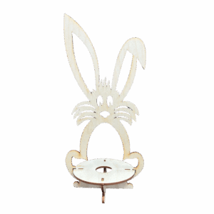 Drewniany zając królik zajączek wielkanocny stojak na jajko kinder decoupage