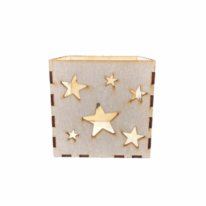 Lampion drewniany latarenka ze sklejki decoupage ozdoba świecznik 11cm