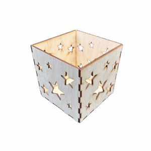 Lampion drewniany latarenka ze sklejki decoupage ozdoba świecznik 11cm