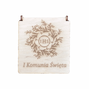 Drewniane pudełko komunijne pamiątka pudełeczko szkatułka komunia prezent