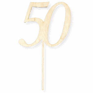 Drewniany topper liczba 50 na piku na urodziny tort ze sklejki decoupage
