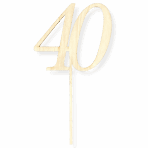 Drewniany topper liczba 40 na piku na urodziny tort ze sklejki decoupage