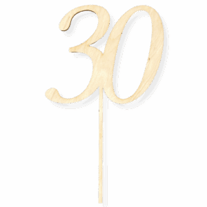 Drewniany topper liczba 30 na piku na urodziny tort ze sklejki decoupage