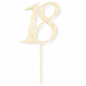 Drewniany topper liczba 18 osiemnastka na piku na urodziny tort decoupage