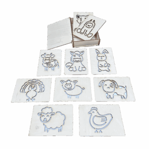 Drewniany szablon szablony zestaw do rysowania dzieci zwierzęta w pudełku