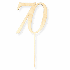 Drewniany topper liczba 70 na piku na urodziny tort ze sklejki decoupage
