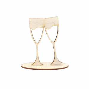 Drewniane kieliszki na podstawce ze sklejki decoupage dekor ozdoba ślub