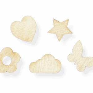 Drewniane scrapki mix serce motyl kwiat chmura gwiazda decoupage dekor