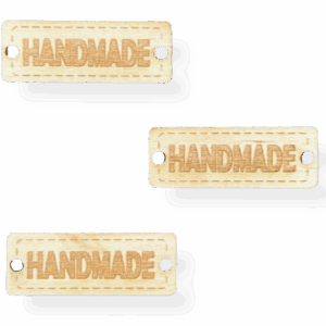 Drewniana metka wszywka naszywka etykieta guzik HANDMADE ze sklejki 3szt