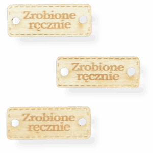 Drewniana metka wszywka naszywka etykieta guzik Zrobione ręcznie 3szt