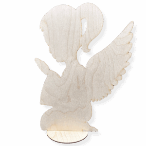 Drewniany dekor komunijny ozdoba anioł dziewczynka na podstawce komunia